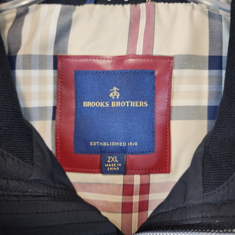 Brooks Brothers Puffer Quilted Vest Men's 2XL Black Key Food Logo Full Zip EUC - Picture 2 of 11